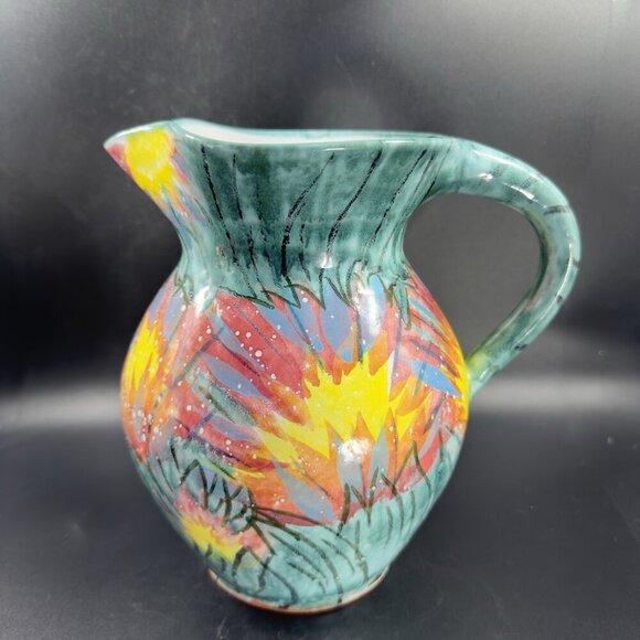 Vietri Italian RedWare Pottery Pitcher Carafe Jug Hand Painted Large Italy VTG - Picture 14 of 16